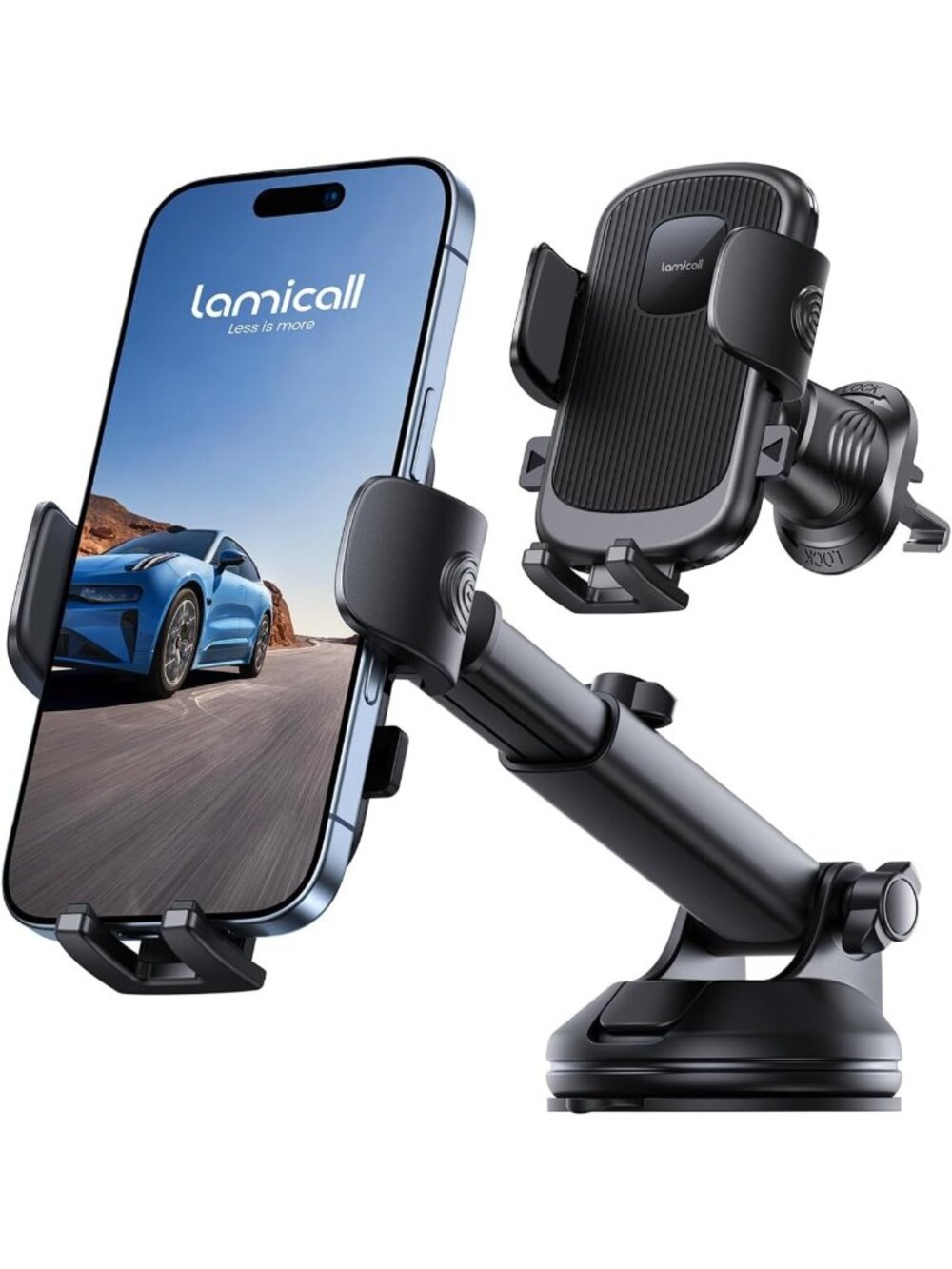 Universal 3-in-1 Car Phone Holder - Dashboard, Vent & Windshield Mount, 70 LBS